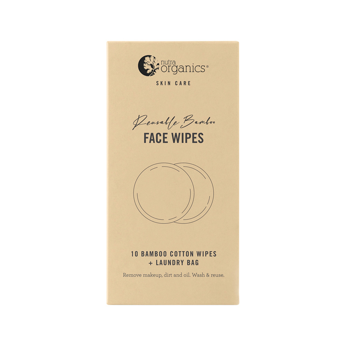 Nutra Organics Reusable Bamboo Face Wipes x 10 Pack